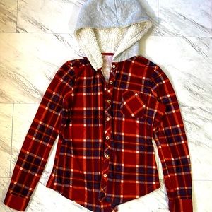Big girl 11/13 brown thick flannel long sleeves